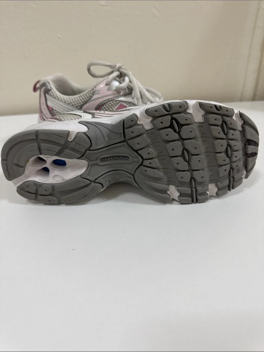 New Balance Kids White, Pink & Gray Athletic Sneakers